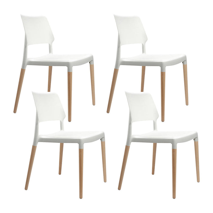 Set of 4 Wooden Stackable Dining Chairs - White