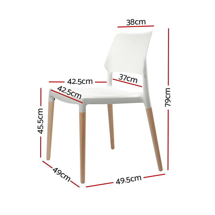 Set of 4 Wooden Stackable Dining Chairs - White