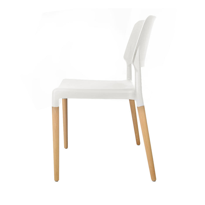 Set of 4 Wooden Stackable Dining Chairs - White