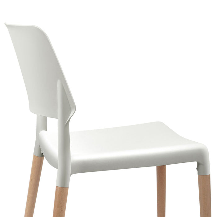 Set of 4 Wooden Stackable Dining Chairs - White