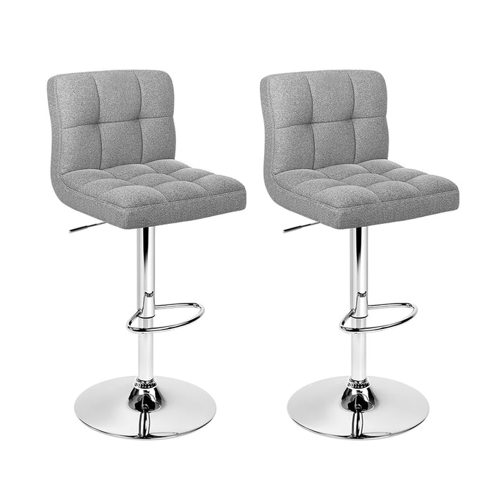 Swivel Bar Fabric Stools Grey - Set of 2