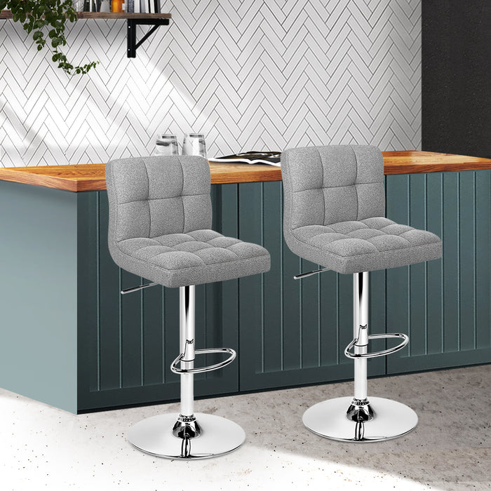 Swivel Bar Fabric Stools Grey - Set of 2