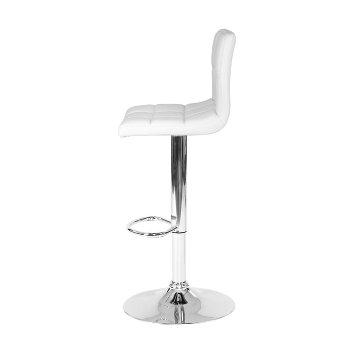 Leather Gas Lift Bar Stools White- Set of 2