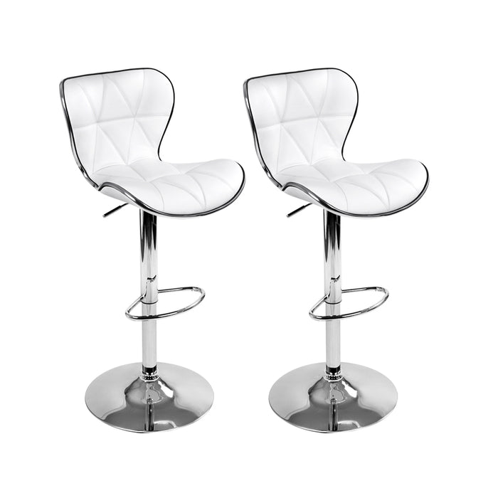 Patterned Bar Stools White/Chrome - Set of 2