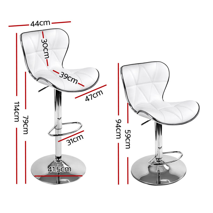 Patterned Bar Stools White/Chrome - Set of 2