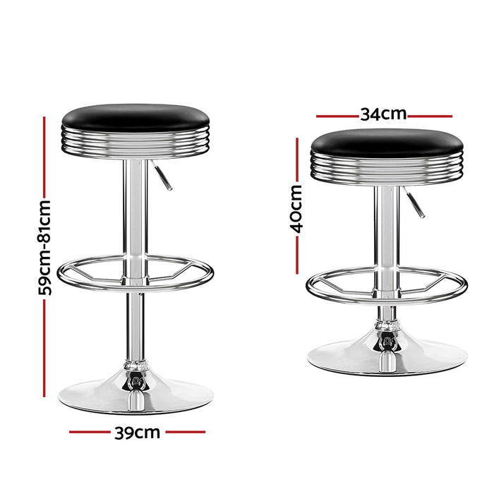 Shannon Bar Stools Black/Chrome - Set of 2