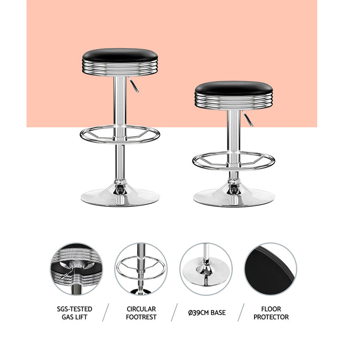 Shannon Bar Stools Black/Chrome - Set of 2