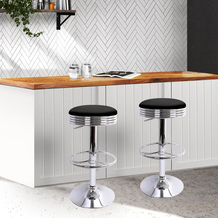 Shannon Bar Stools Black/Chrome - Set of 2