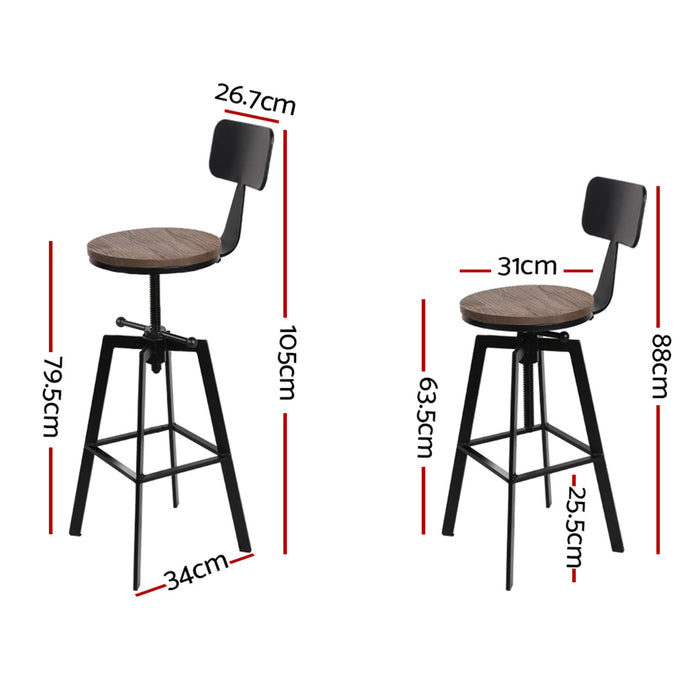 Darina Bar Stools Black/Wood - Set of 2