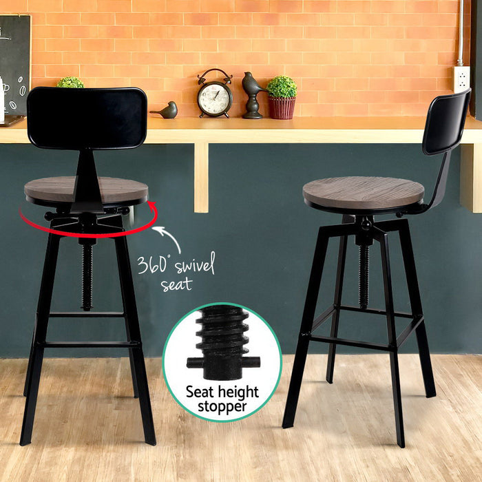 Darina Bar Stools Black/Wood - Set of 2