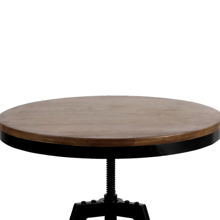 Elm Wood Round Dining Table - Dark Brown