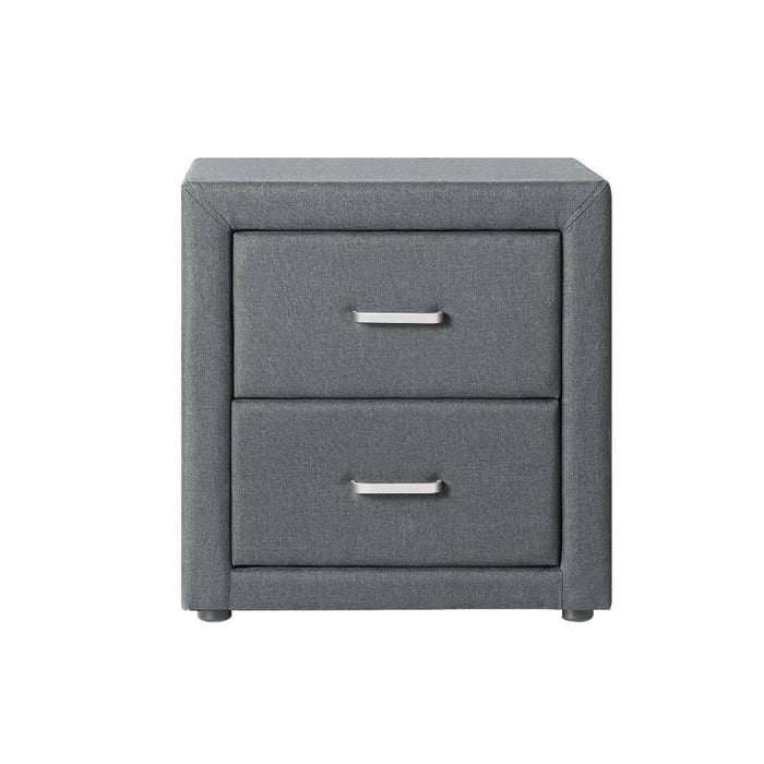 Fabric Bedside Table - Grey