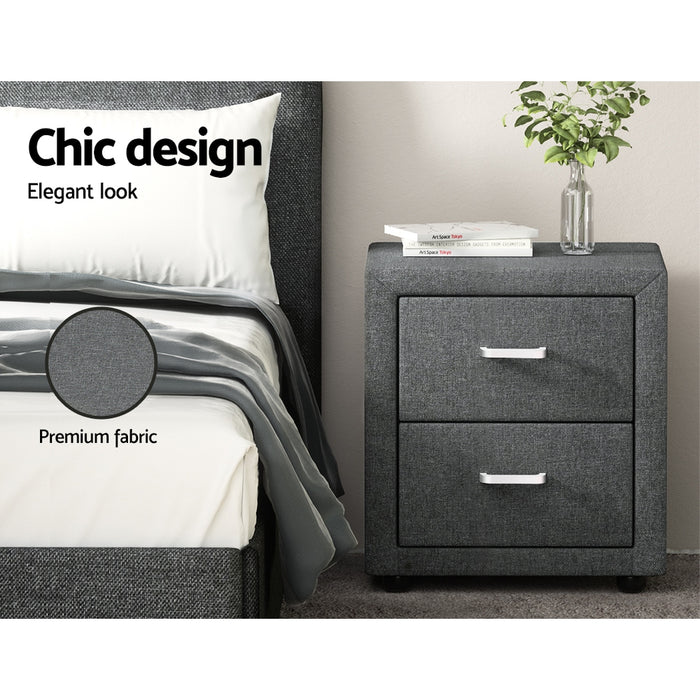 Fabric Bedside Table - Grey