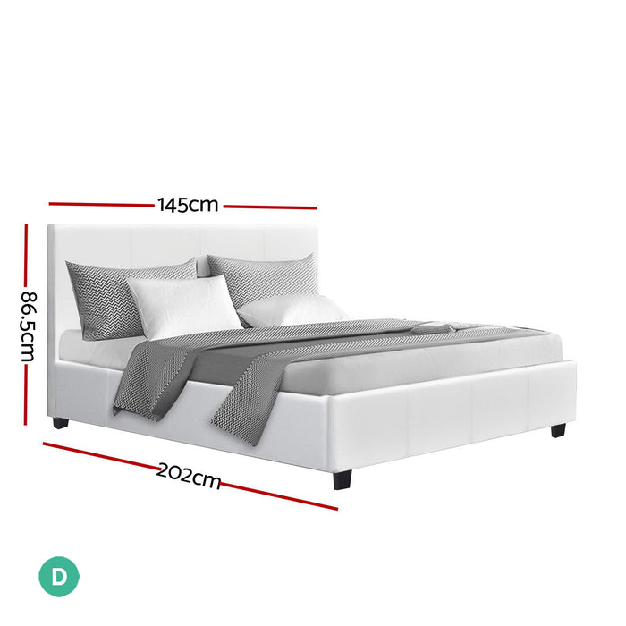 Neo Bed Frame PU Leather - White Double