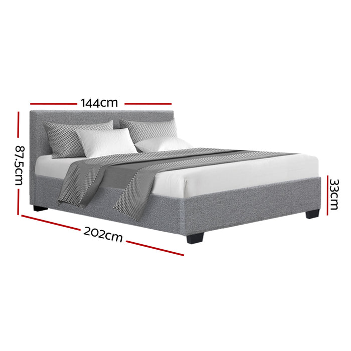 Nino Bed Frame Fabric - Grey Double