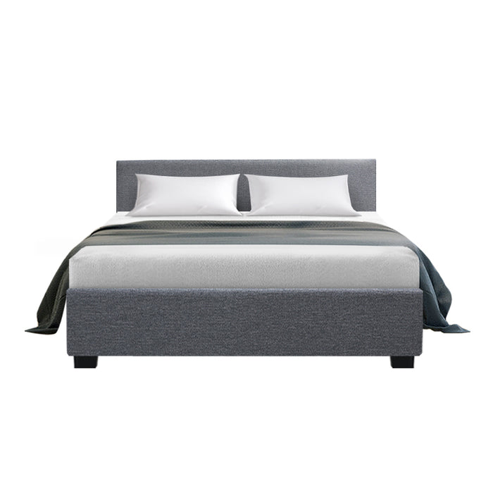 Nino Bed Frame Fabric - Grey Double