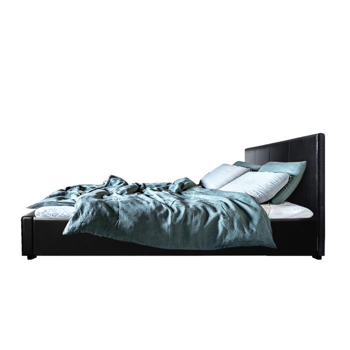 Nino Bed Frame PU Leather - Black Queen