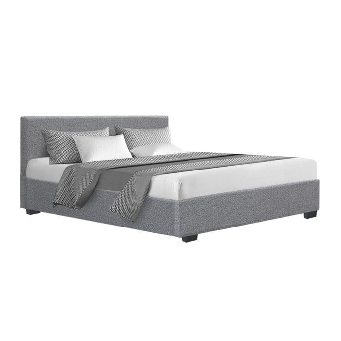 Nino Bed Frame Fabric - Grey Queen