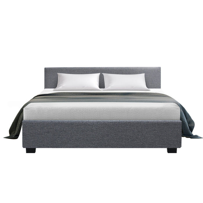 Nino Bed Frame Fabric - Grey Queen