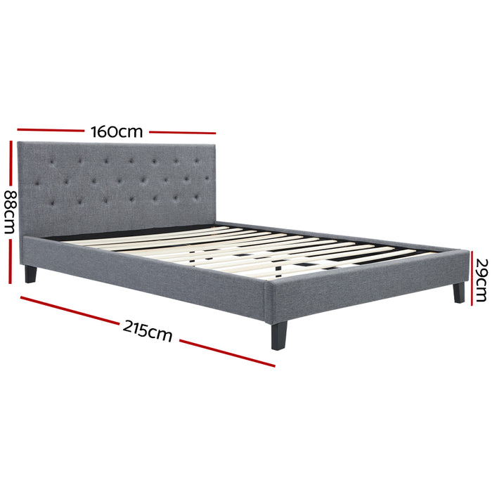 Vanke Bed Frame Fabric- Grey Queen