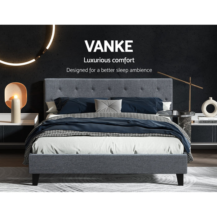 Vanke Bed Frame Fabric- Grey Queen