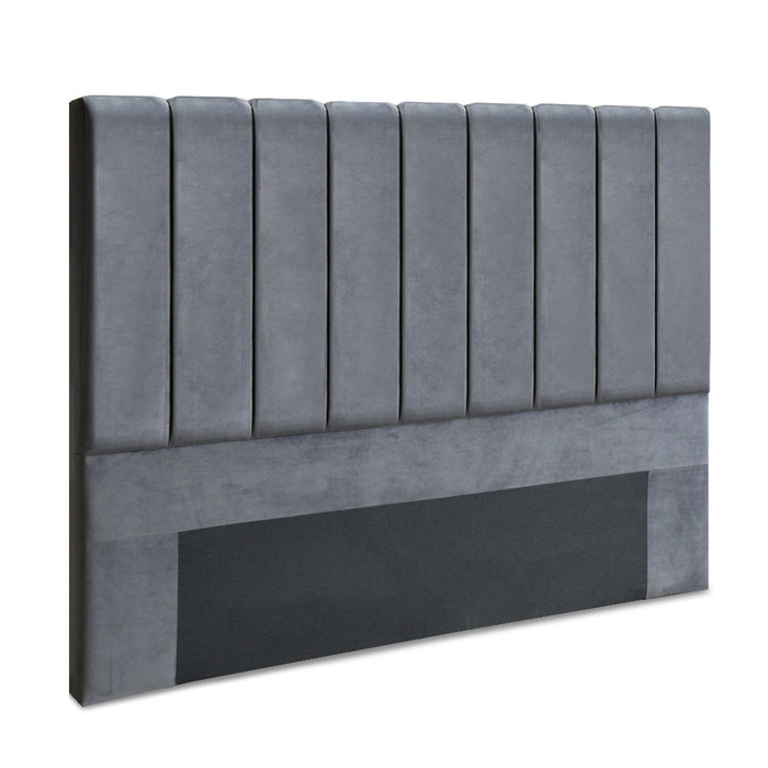 VELA Bed Head Headboard King Size Bedhead Velvet Grey