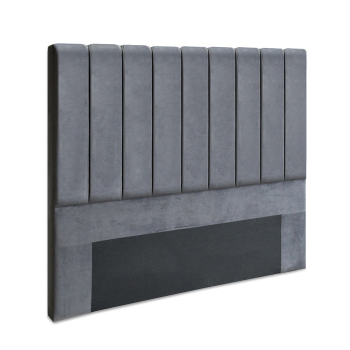 VELA Bed Head Headboard Queen Size Bedhead Velvet Grey