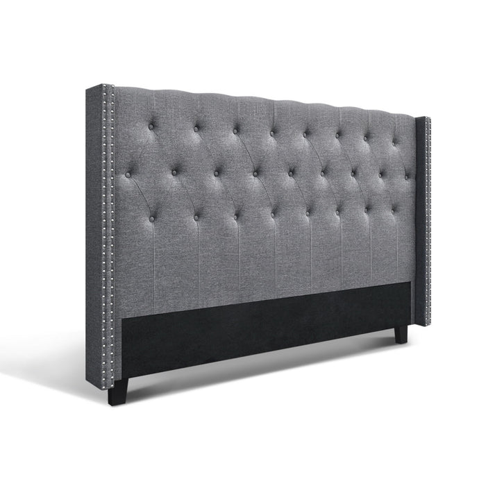 Bed Head Headboard King Size Bedhead Fabric Frame Base Grey LUCA