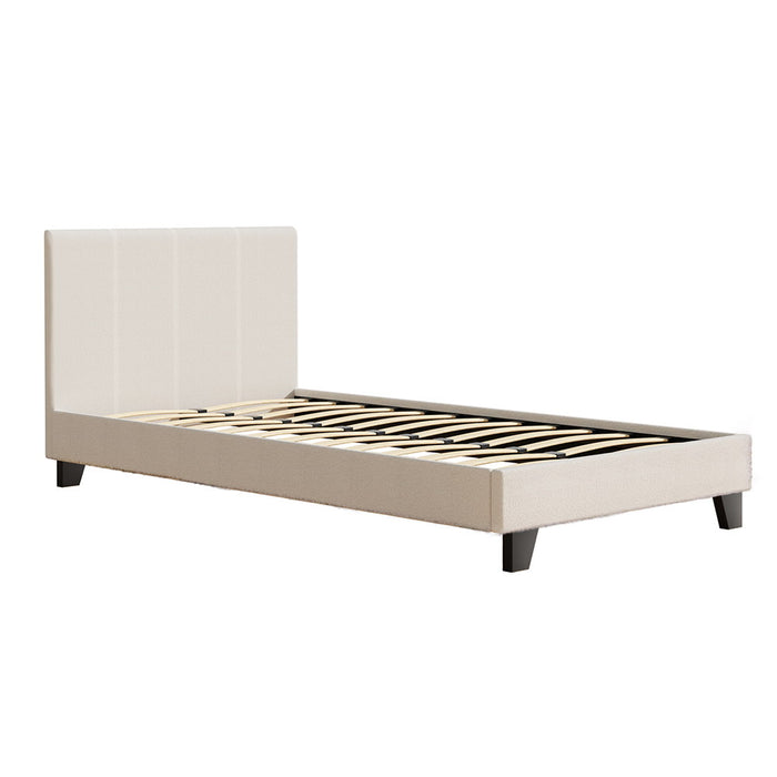 Bed Frame King Single Size Boucle Fabric Mattress Base Platform Wooden