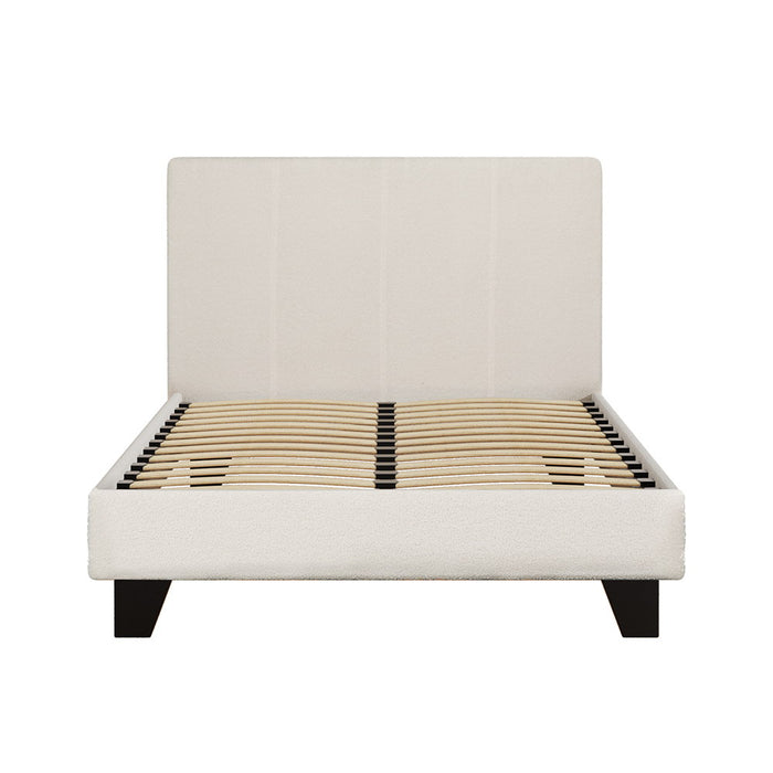 Bed Frame King Single Size Boucle Fabric Mattress Base Platform Wooden