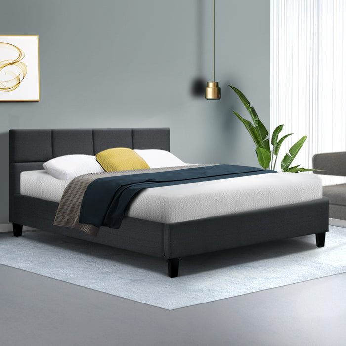 Tino Bed Frame Double Size Charcoal Fabric