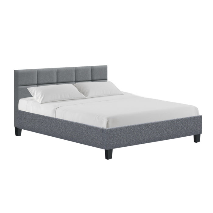 Tino Bed Frame Queen Size Grey Fabric