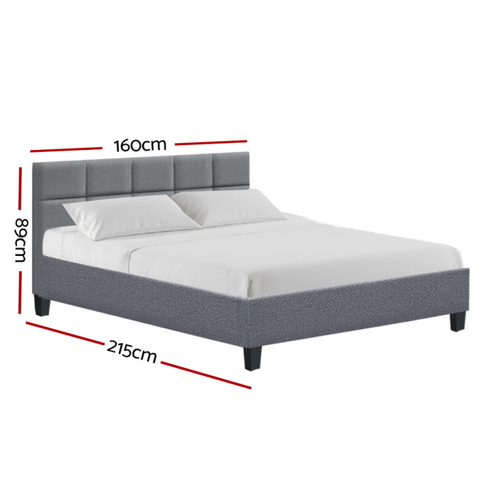 Tino Bed Frame Queen Size Grey Fabric