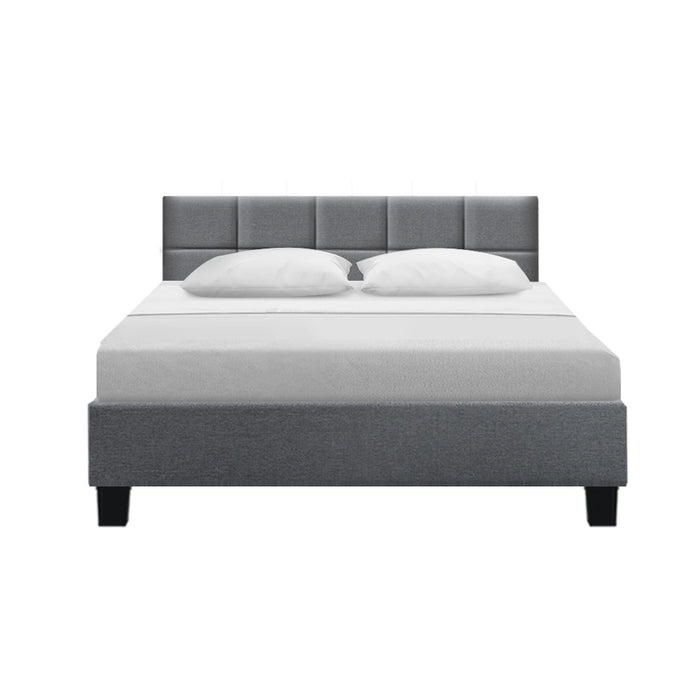 Tino Bed Frame Queen Size Grey Fabric