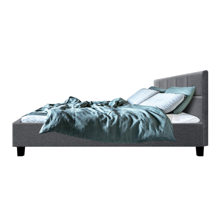 Tino Bed Frame Queen Size Grey Fabric