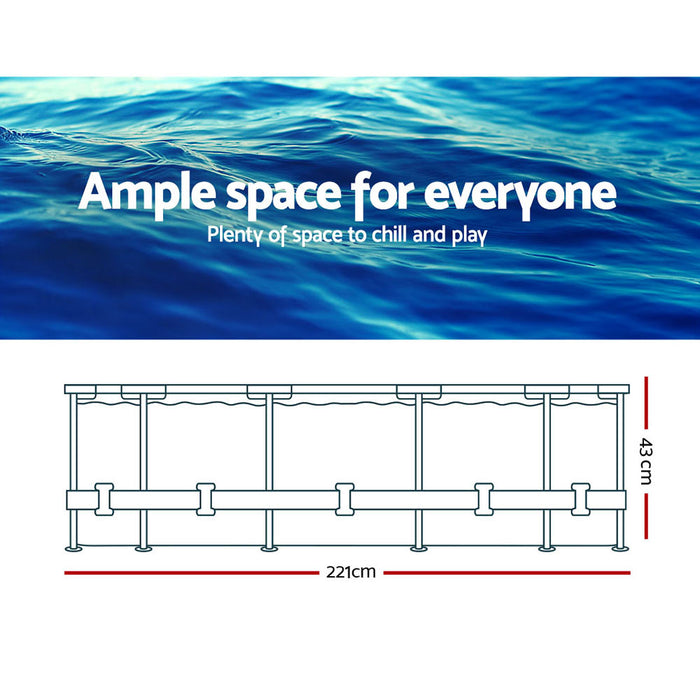 Swimming Pool Above Ground Frame Pools Outdoor Steel Pro 2.2 X 1.5M