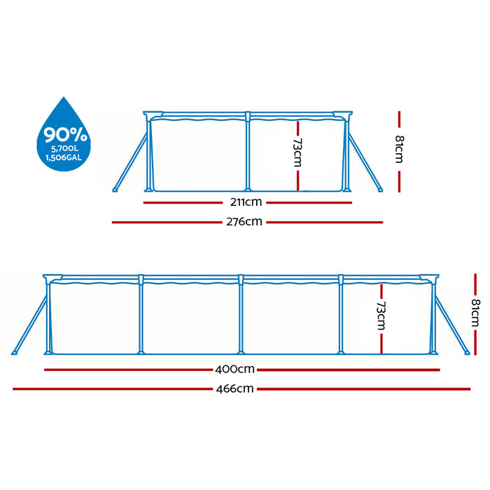 Swimming Pool 4M Above Ground Pools Pumps Steel Frame Filter Pump