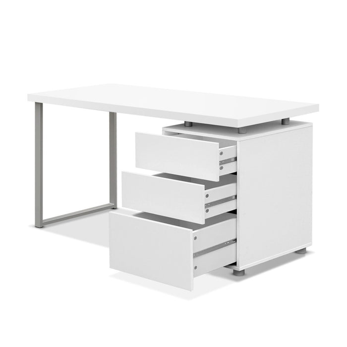 Metal Desk with 3 Drawers - White