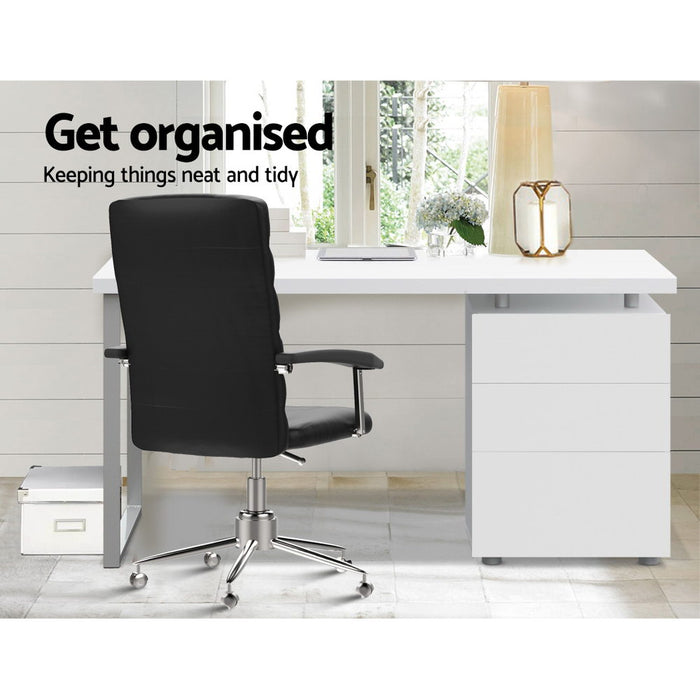 Metal Desk with 3 Drawers - White