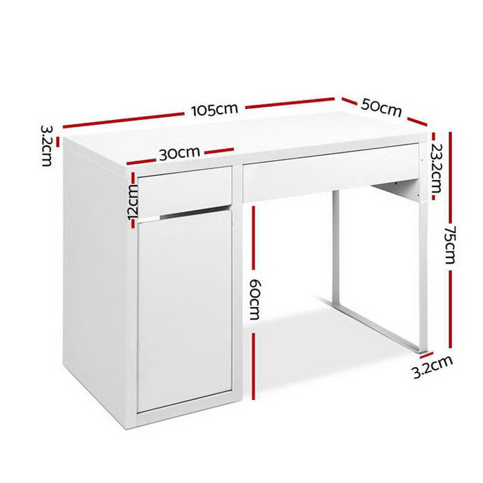 Metal Desk With Storage Cabinets - White