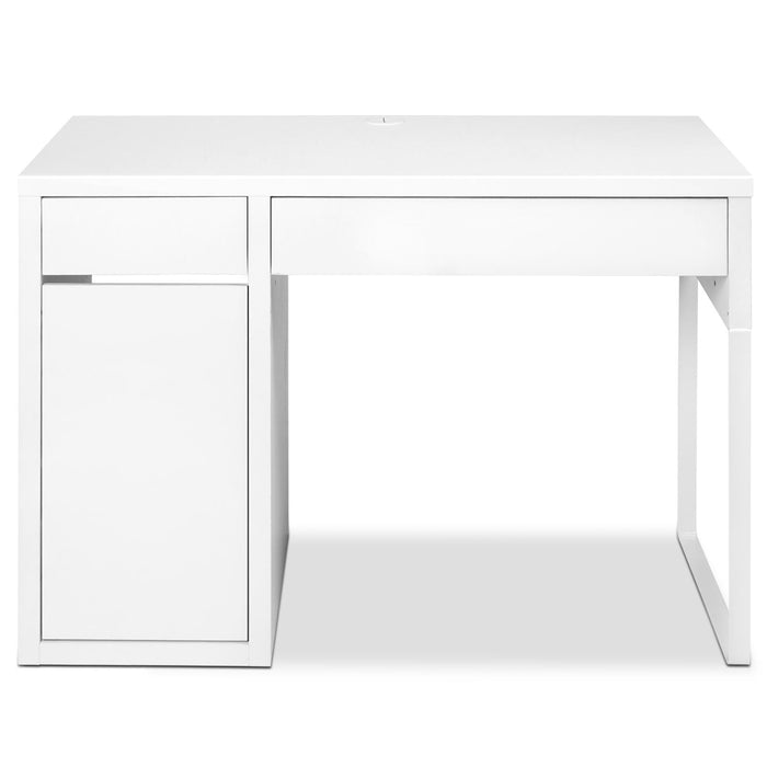 Metal Desk With Storage Cabinets - White