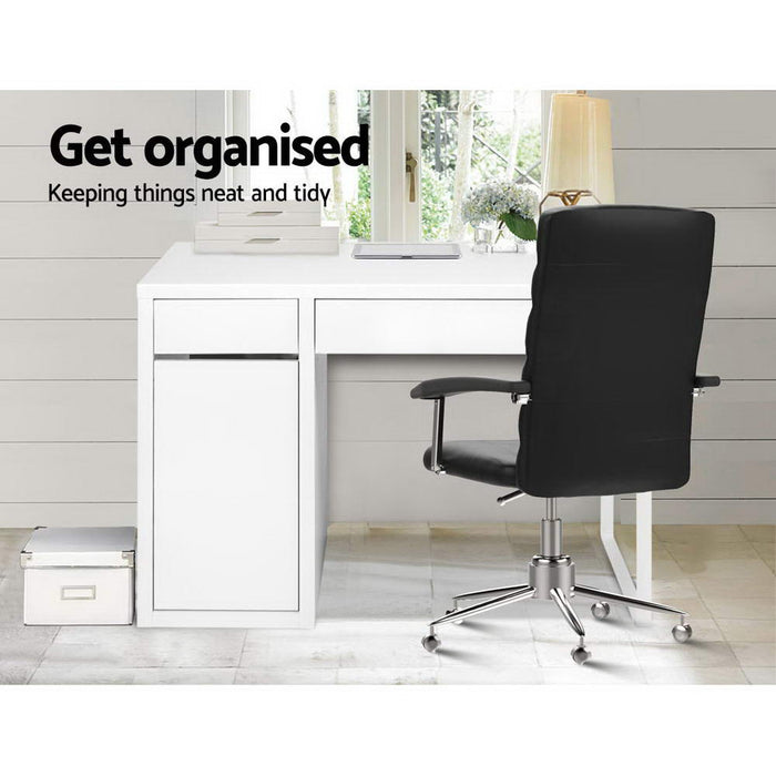 Metal Desk With Storage Cabinets - White