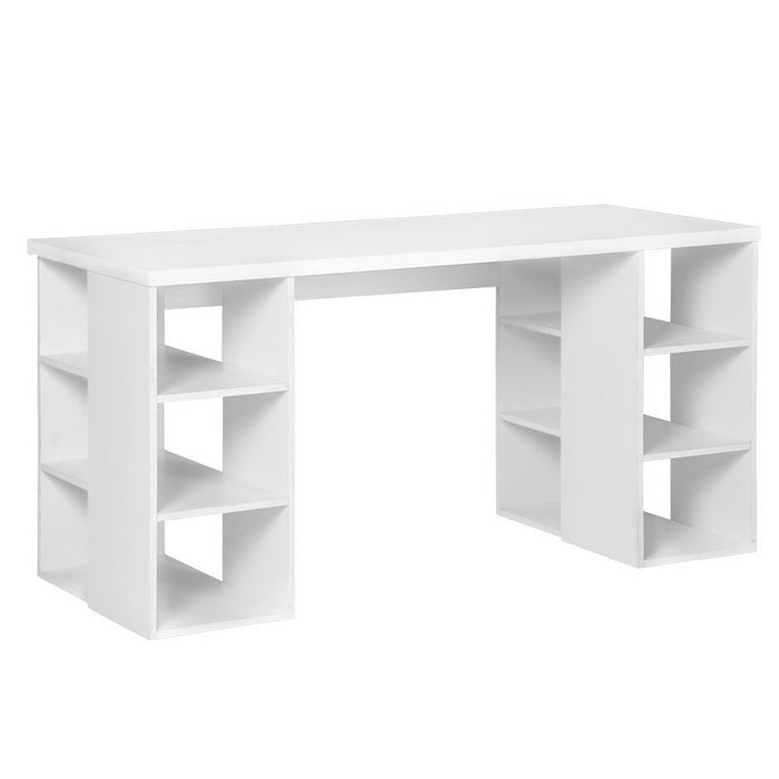 3 Level Desk with Storage & Bookshelf - White