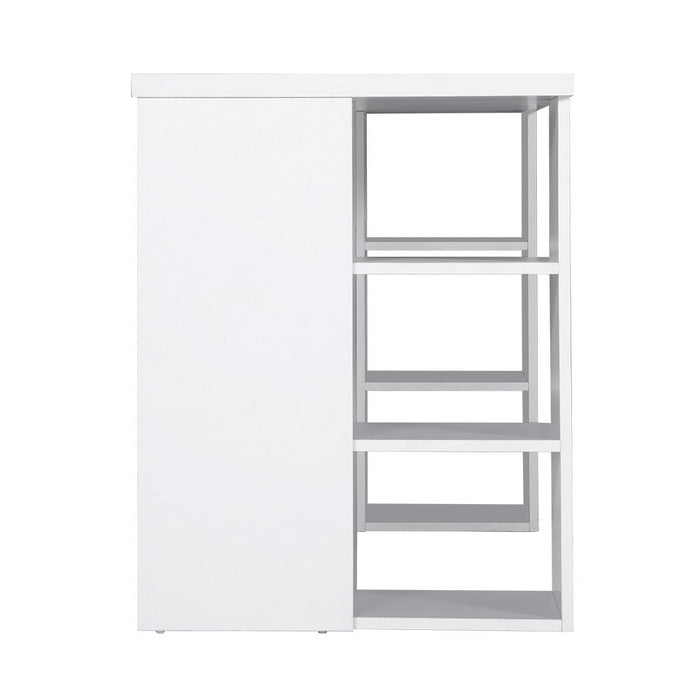 3 Level Desk with Storage & Bookshelf - White