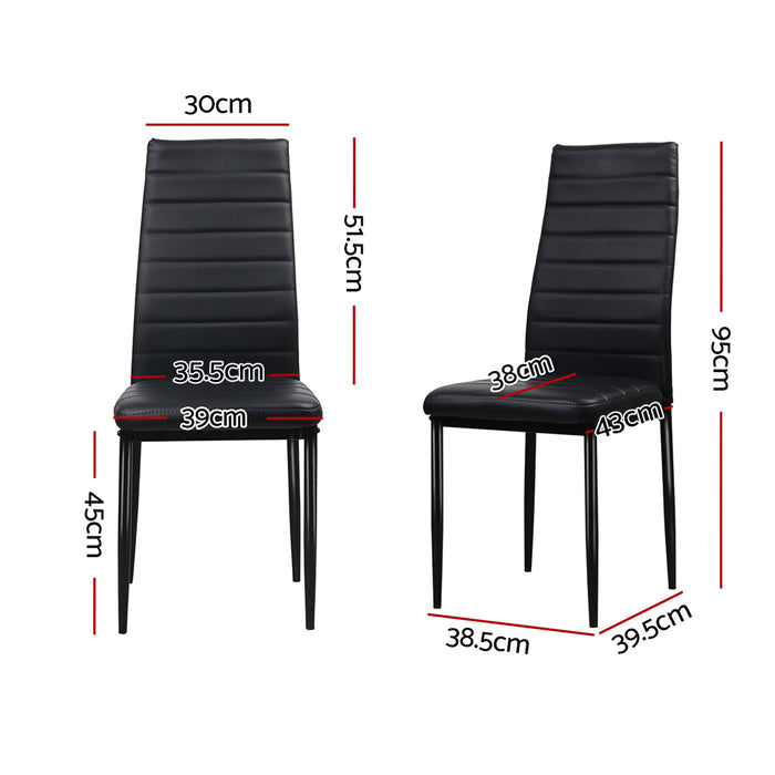 Set of 4 Dining Chairs PVC Leather - Black