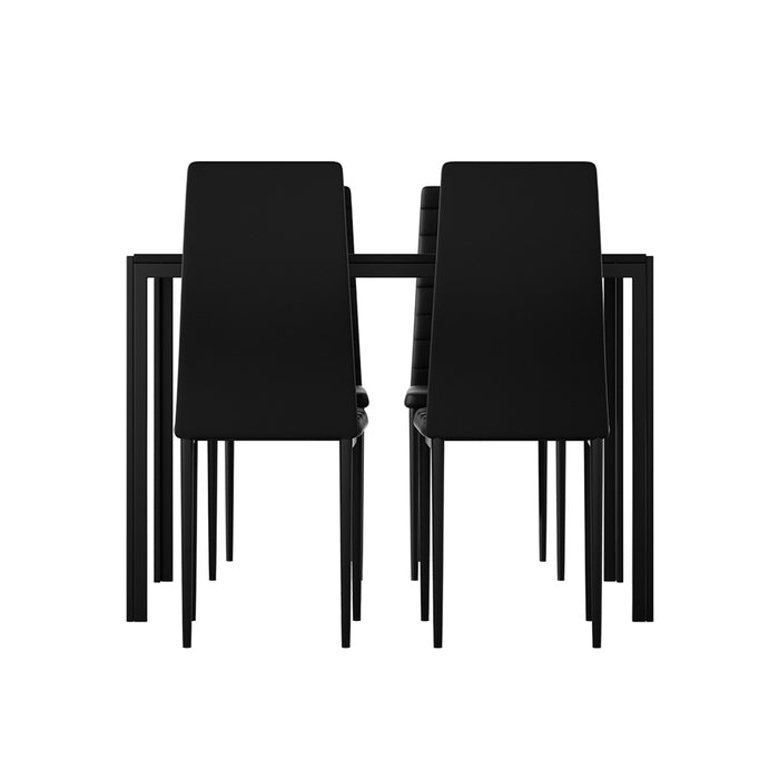 Dining Chairs and Table Dining Set 4 Chair Set Of 5 Wooden Top Black