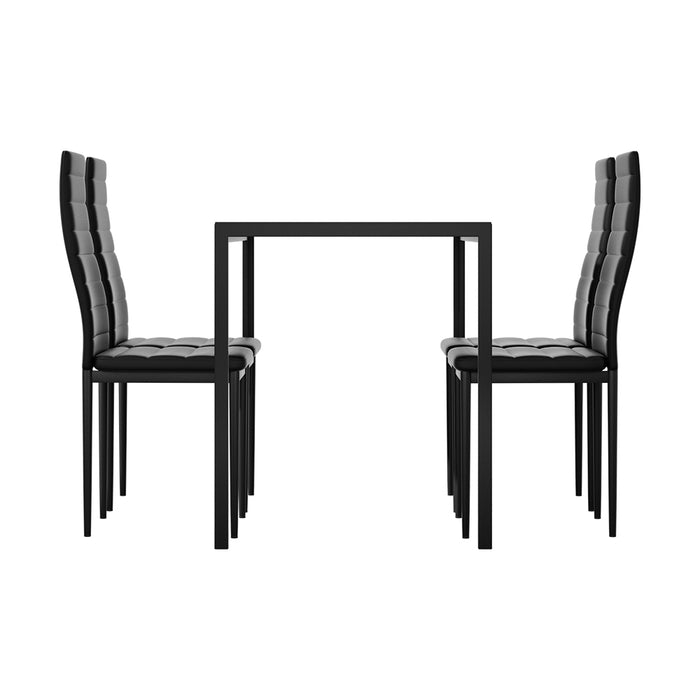 Dining Chairs and Table Dining Set 4 Chair Set Of 5 Wooden Top Black