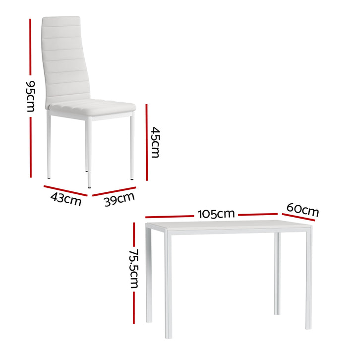 Dining Chairs and Table Dining Set 4 Chair Set Of 5 Wooden Top White