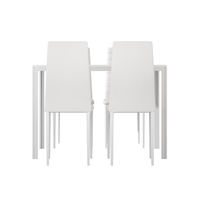 Dining Chairs and Table Dining Set 4 Chair Set Of 5 Wooden Top White