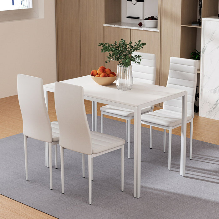 Dining Chairs and Table Dining Set 4 Chair Set Of 5 Wooden Top White